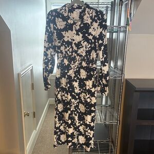 Floral Black and White Dress